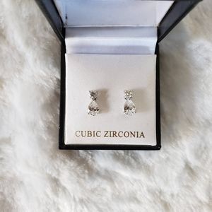 Cubic Zirconia Minimalist Drop Earrings